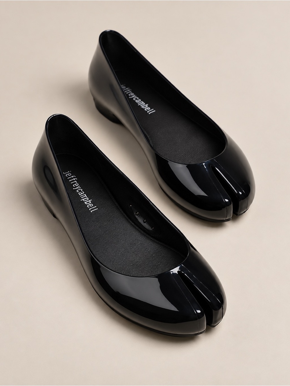 Jeffrey Campbell Black Fixed Split-Toe Jelly Ballet Flats 8/39 NWOB